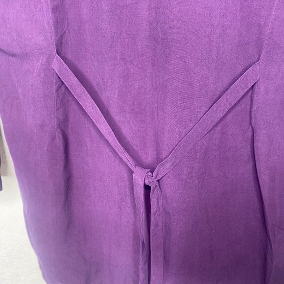 Anna & Frank Silk Button Down Top Womens Size M V-Neck Purple Blouse - Picture 8 of 12